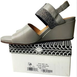 Driver Club Long Island Leather Wedge Slingback Sandal Sparkle Summer Elastic 10